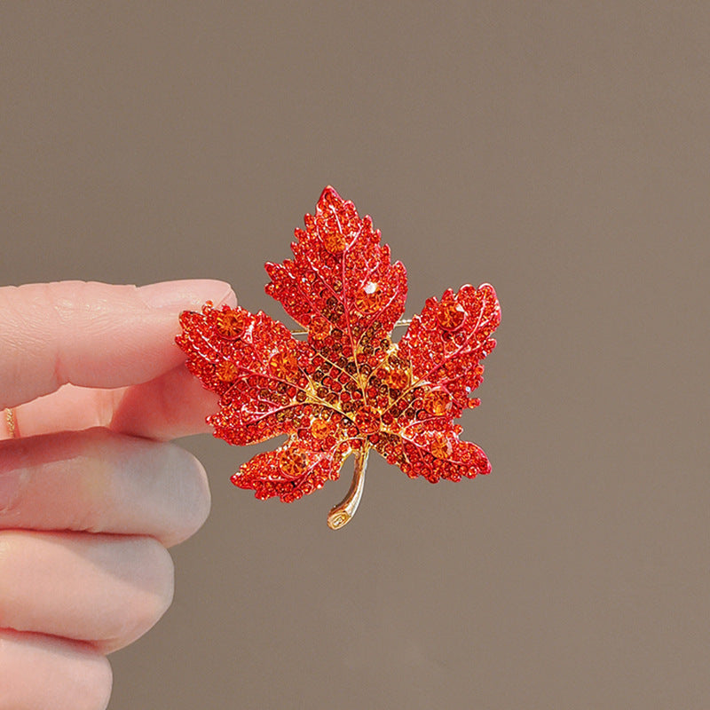 Bejeweled Maple Leaf Brooch