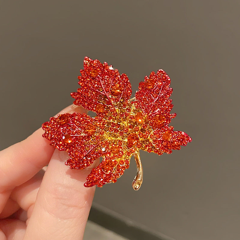 Bejeweled Maple Leaf Brooch