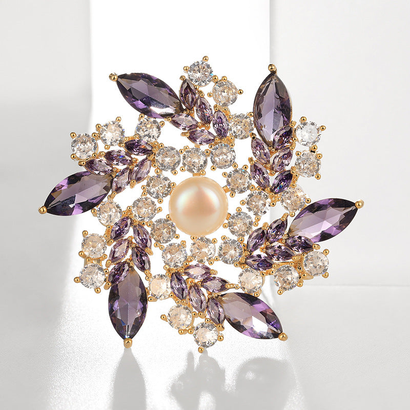 Elegant Crystal Bauhinia Brooch