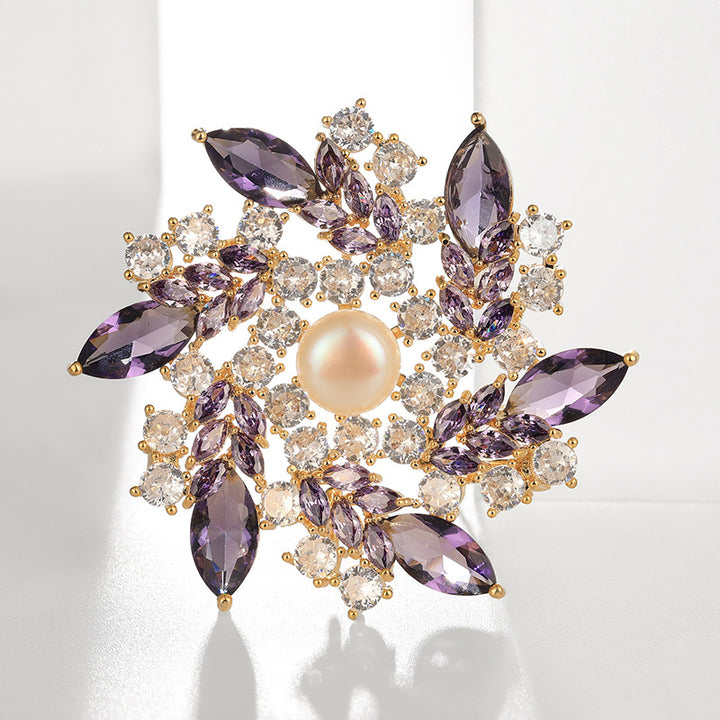 Elegant Crystal Bauhinia Brooch