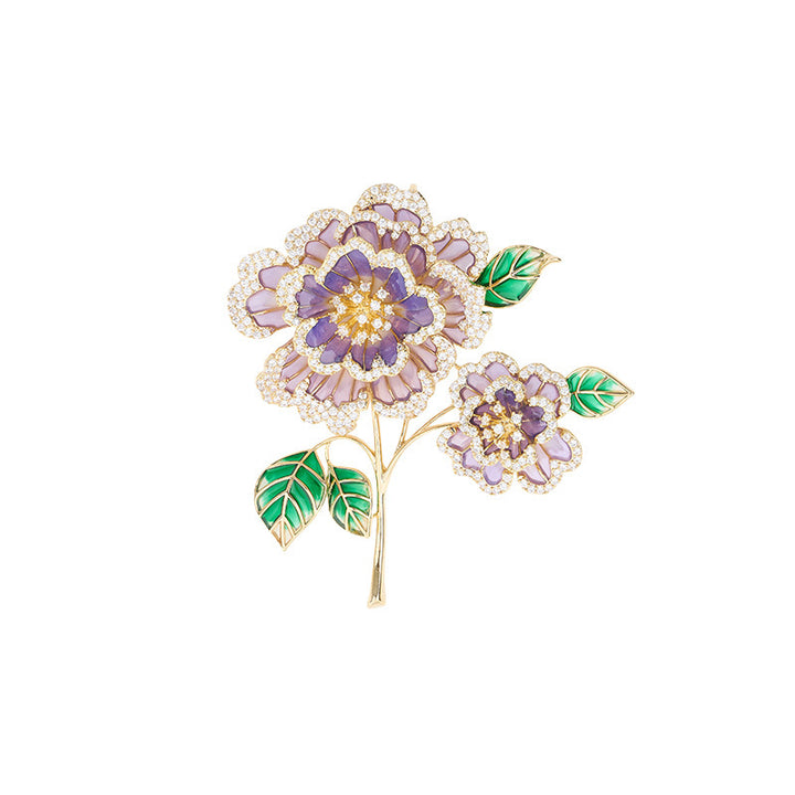 Luxury Peony Zircon Brooch