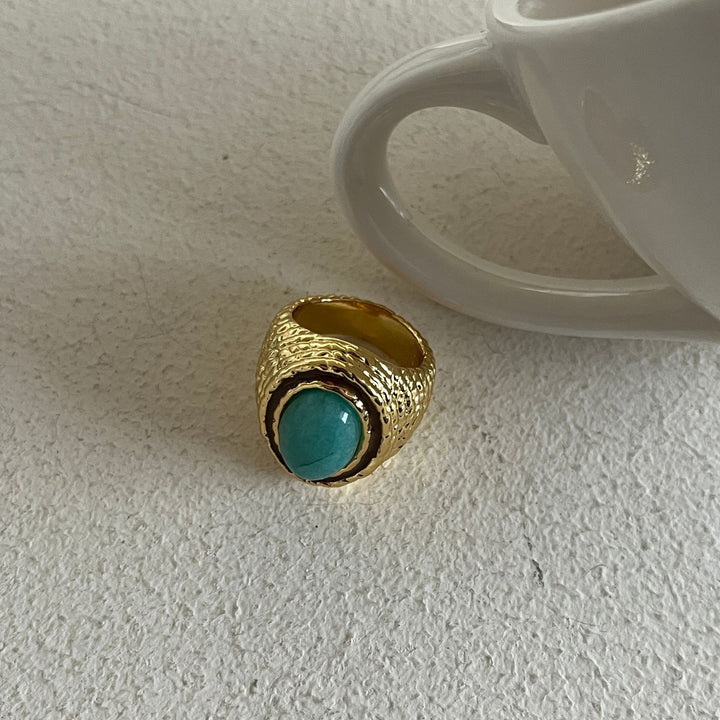 Turquoise Gold-Plated Copper Ring