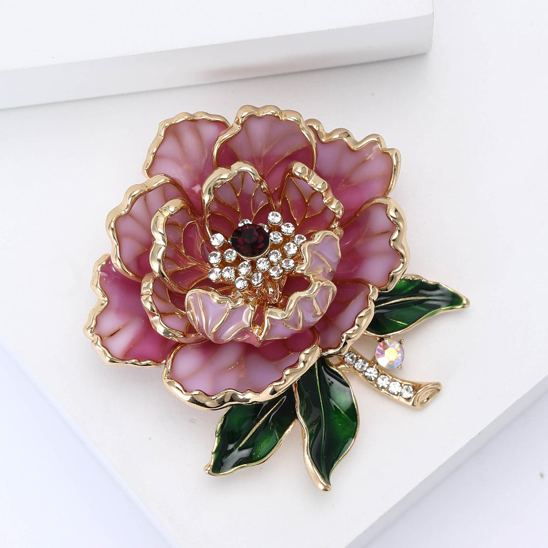 Peony Bloom Enamel Brooch