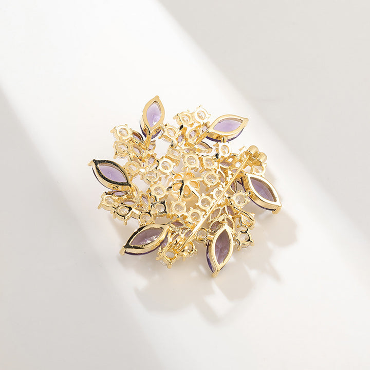 Elegant Crystal Bauhinia Brooch