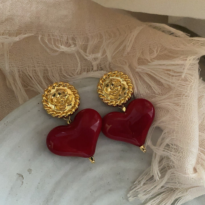 Heart-Shaped Gold-Plated Earrings