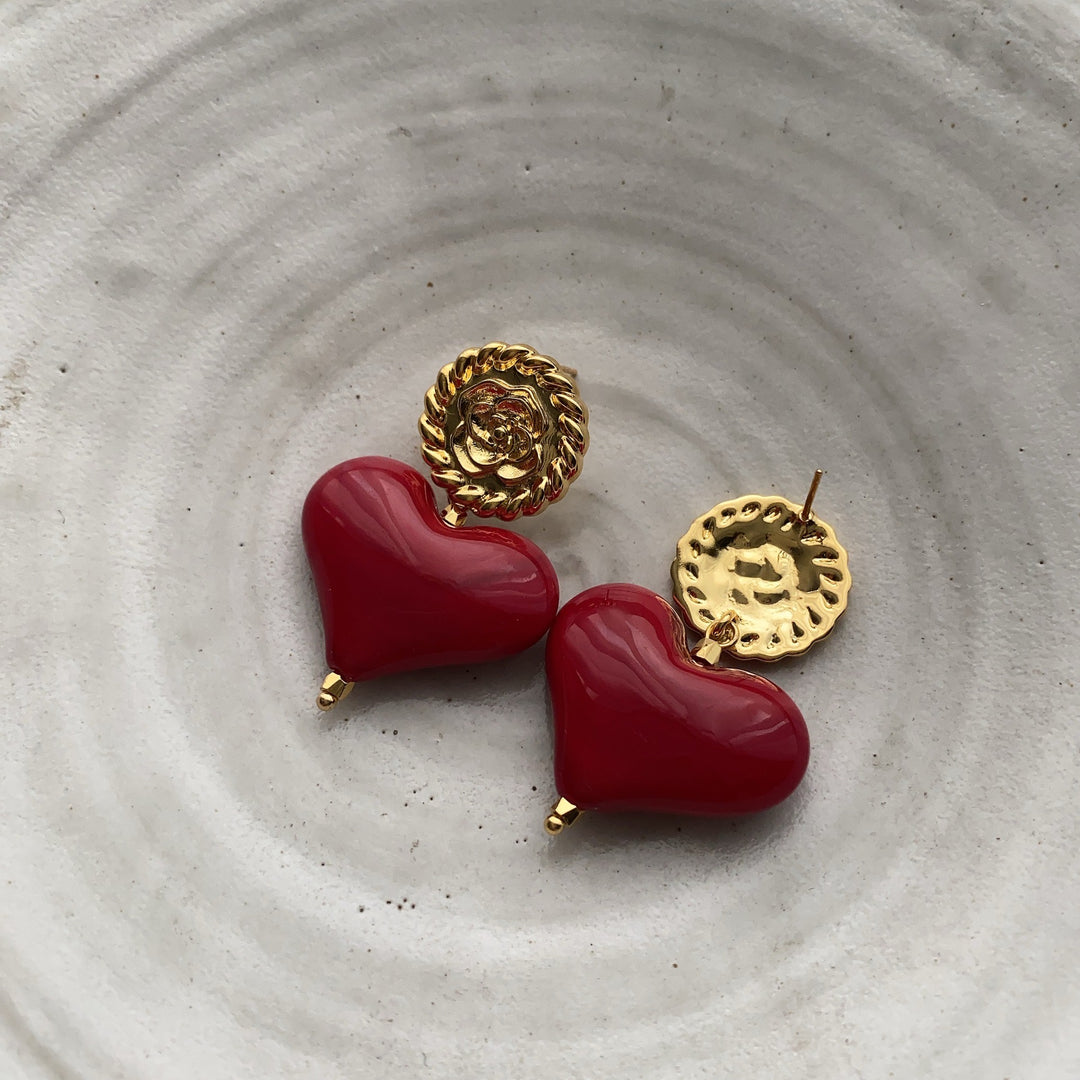 Heart-Shaped Gold-Plated Earrings