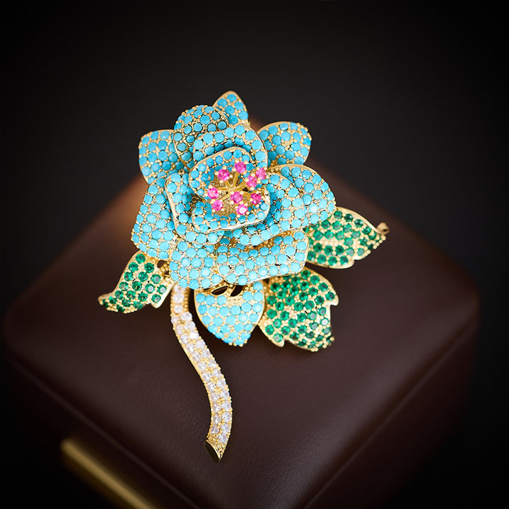 Blue Camellia Brooch