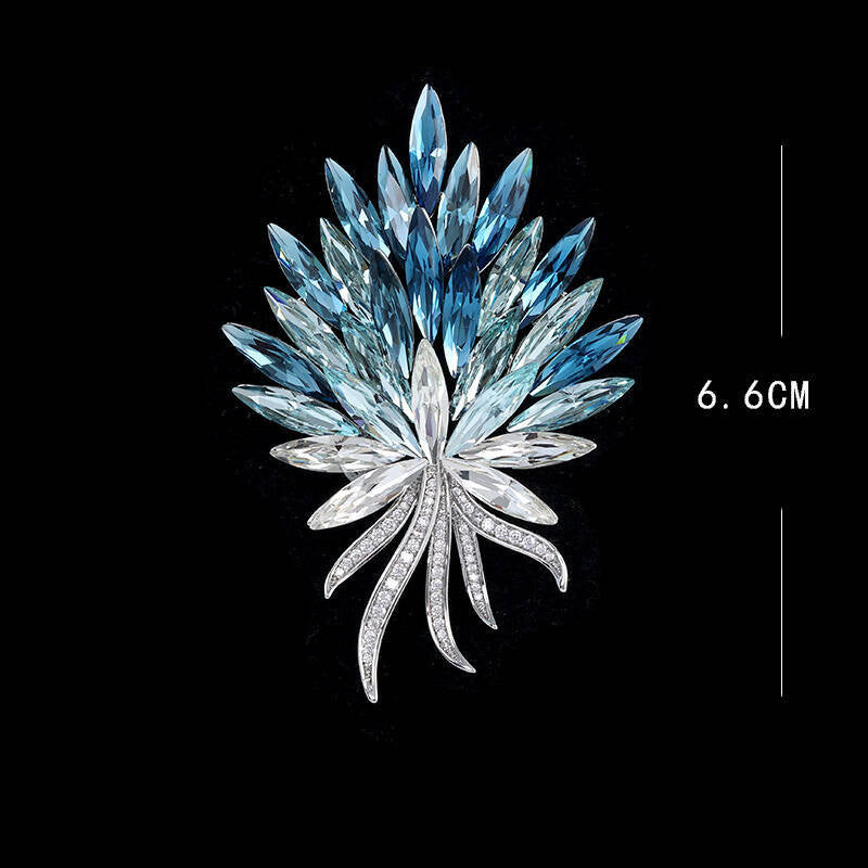 Blue Ruscus Leaf Brooch