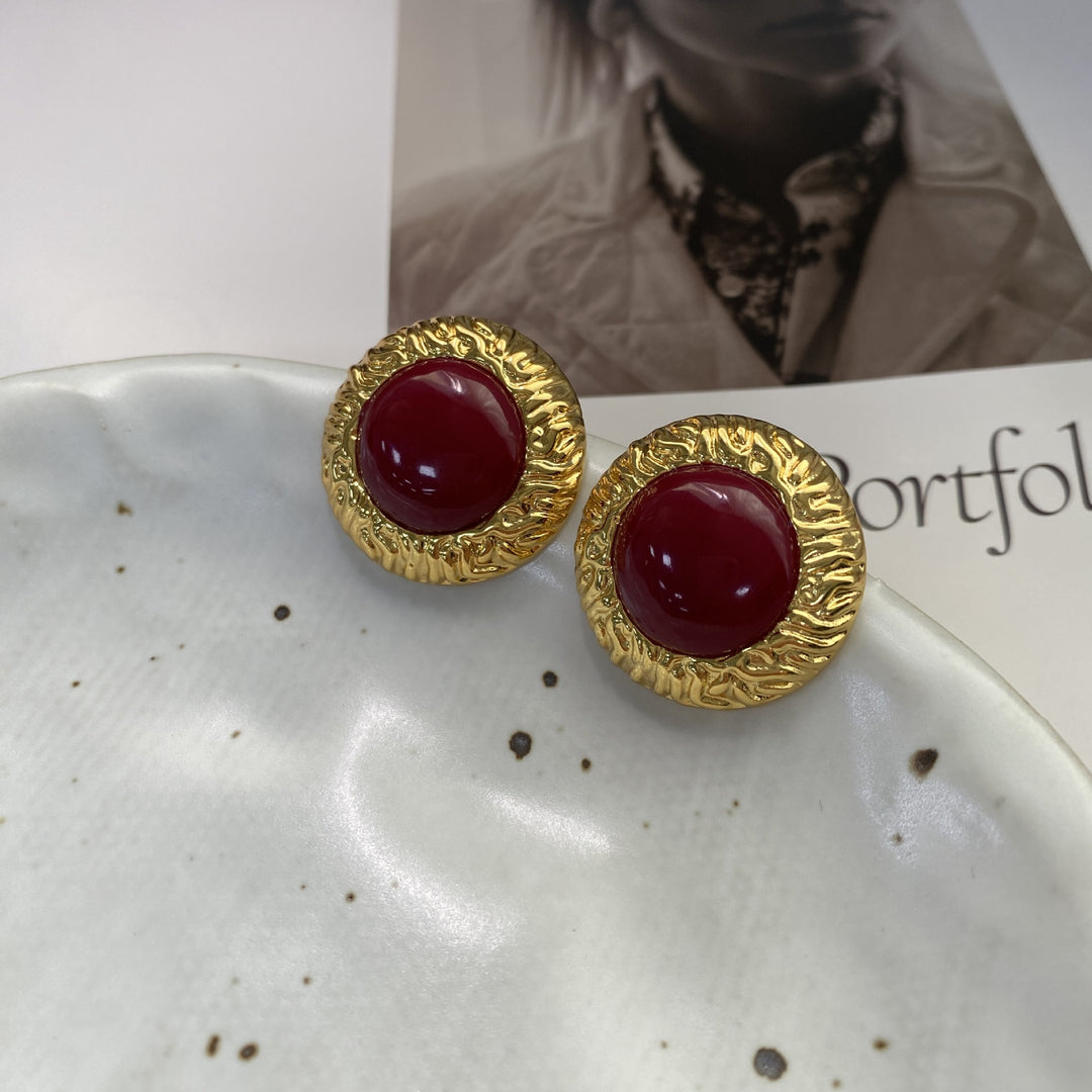 Crimson Carnelian Circular Earrings