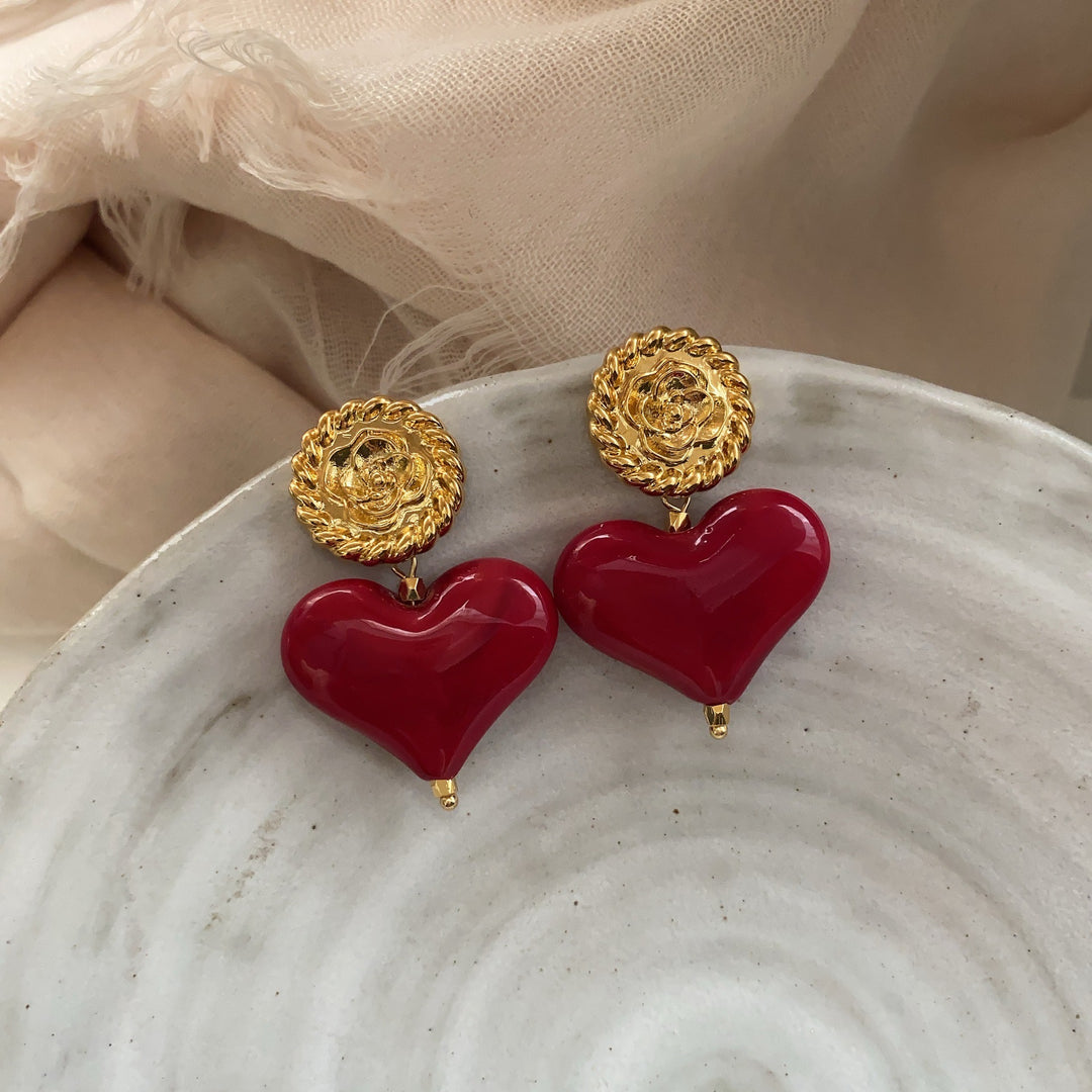 Heart-Shaped Gold-Plated Earrings