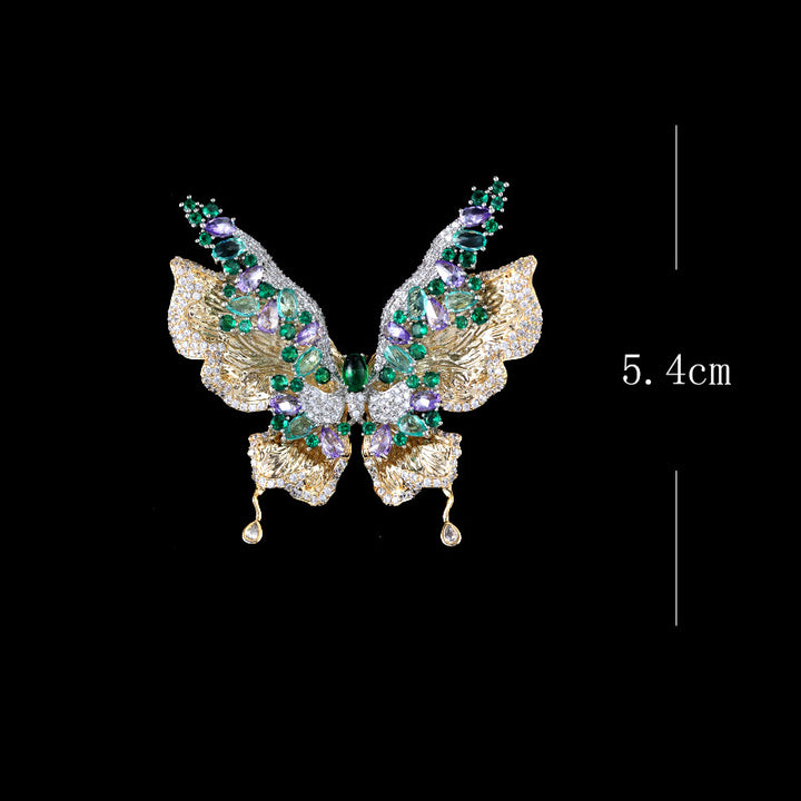 Micro-Pave Zirconia Butterfly Brooch