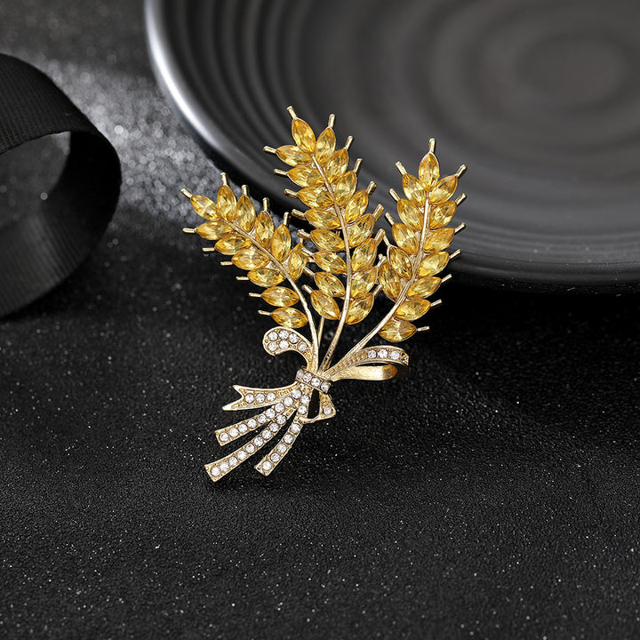 Bejeweled Wheat Sheaf Brooch