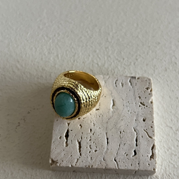 Turquoise Gold-Plated Copper Ring