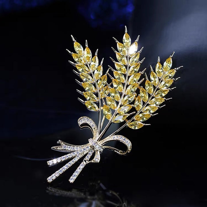 Bejeweled Wheat Sheaf Brooch
