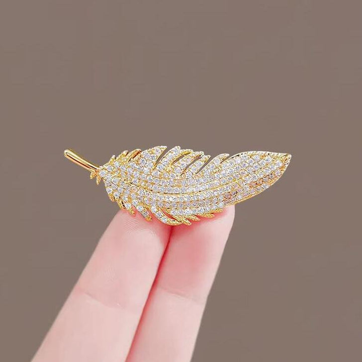 Bejeweled Feather Brooch