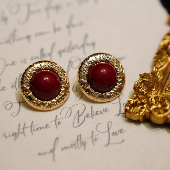 Crimson Carnelian Circular Earrings