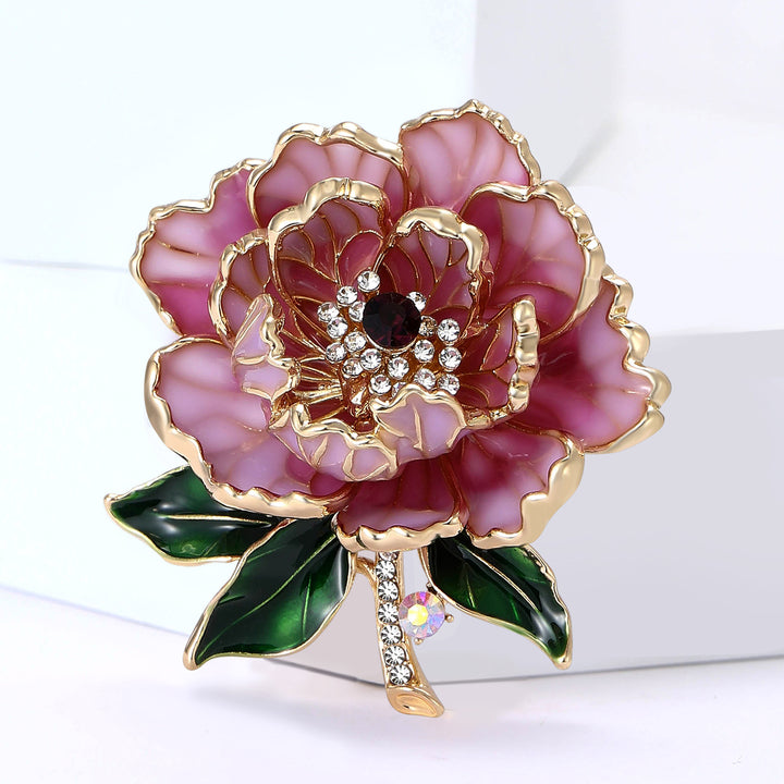 Peony Bloom Enamel Brooch
