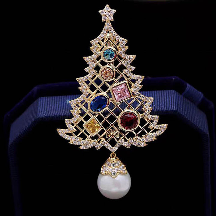 Dopamine Bejeweled Christmas Tree Brooch