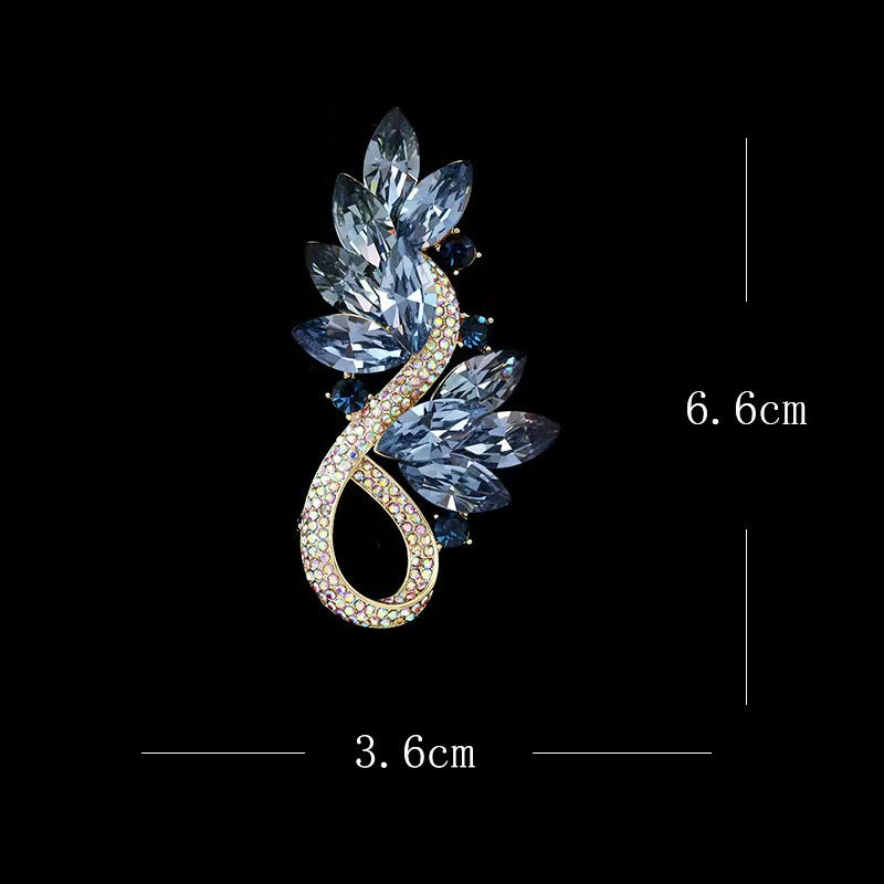 Blue Star Flower Crystal Brooch