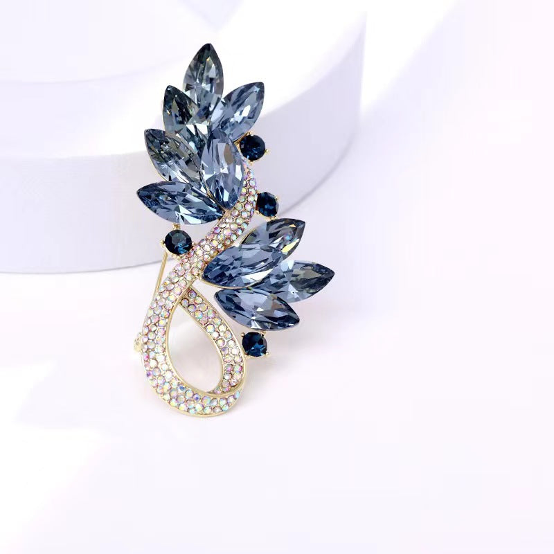 Blue Star Flower Crystal Brooch