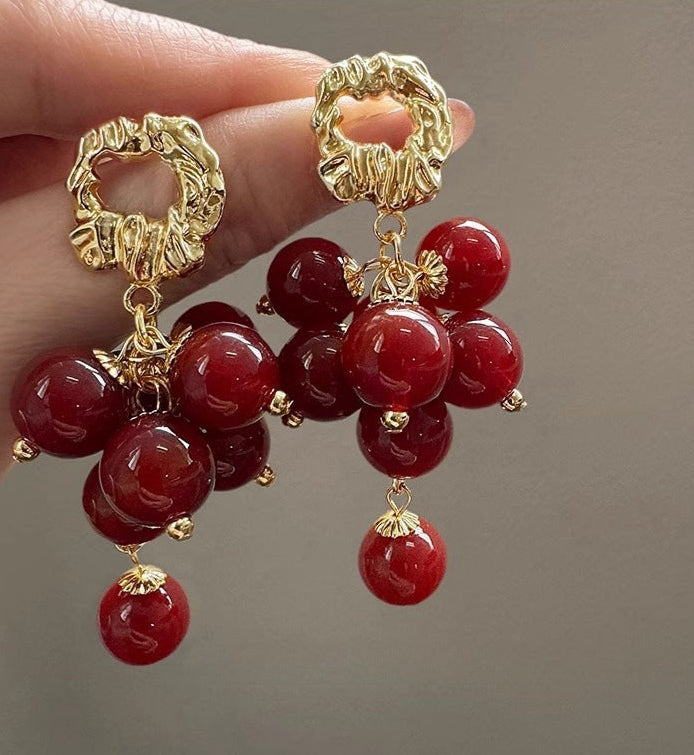 Crimson Carnelian Cherry Earrings