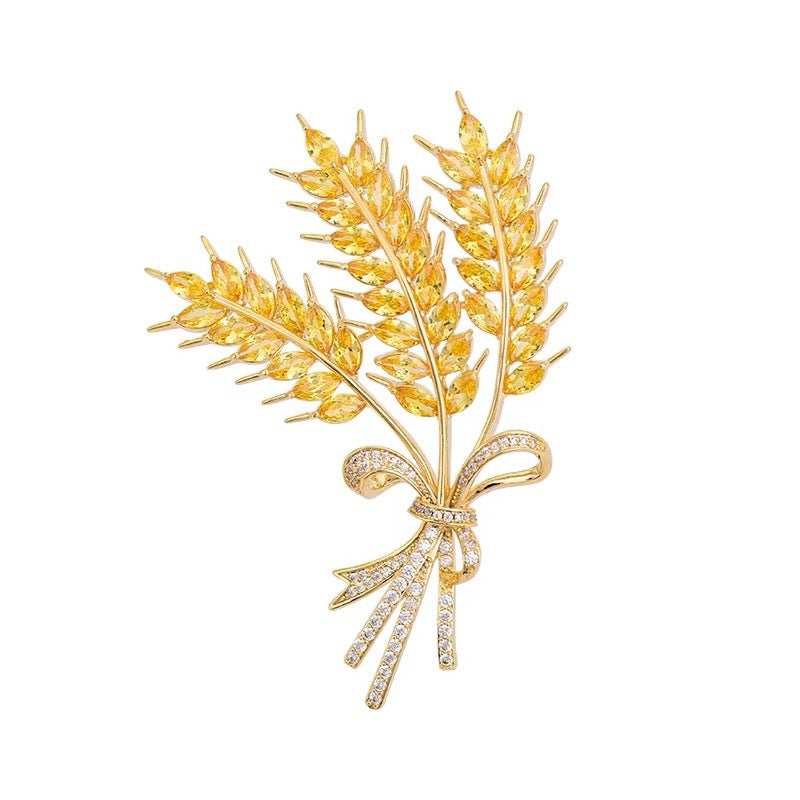 Bejeweled Wheat Sheaf Brooch