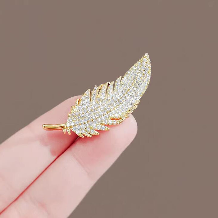 Bejeweled Feather Brooch