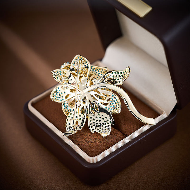 Blue Camellia Brooch