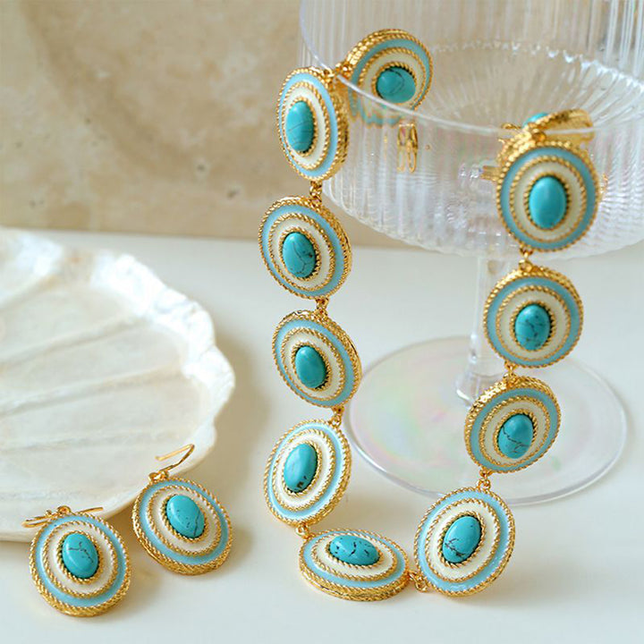 Twist Turquoise Cabochon Earring