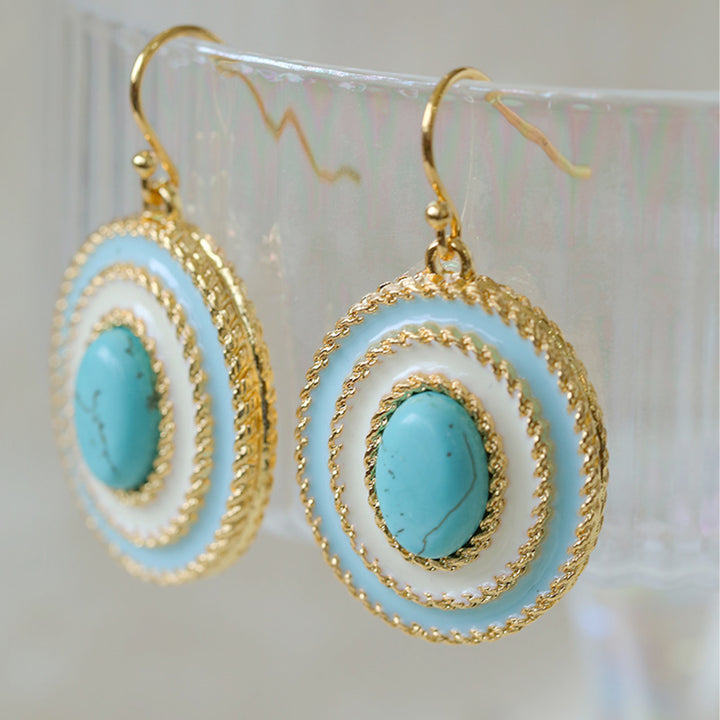 Twist Turquoise Cabochon Earring