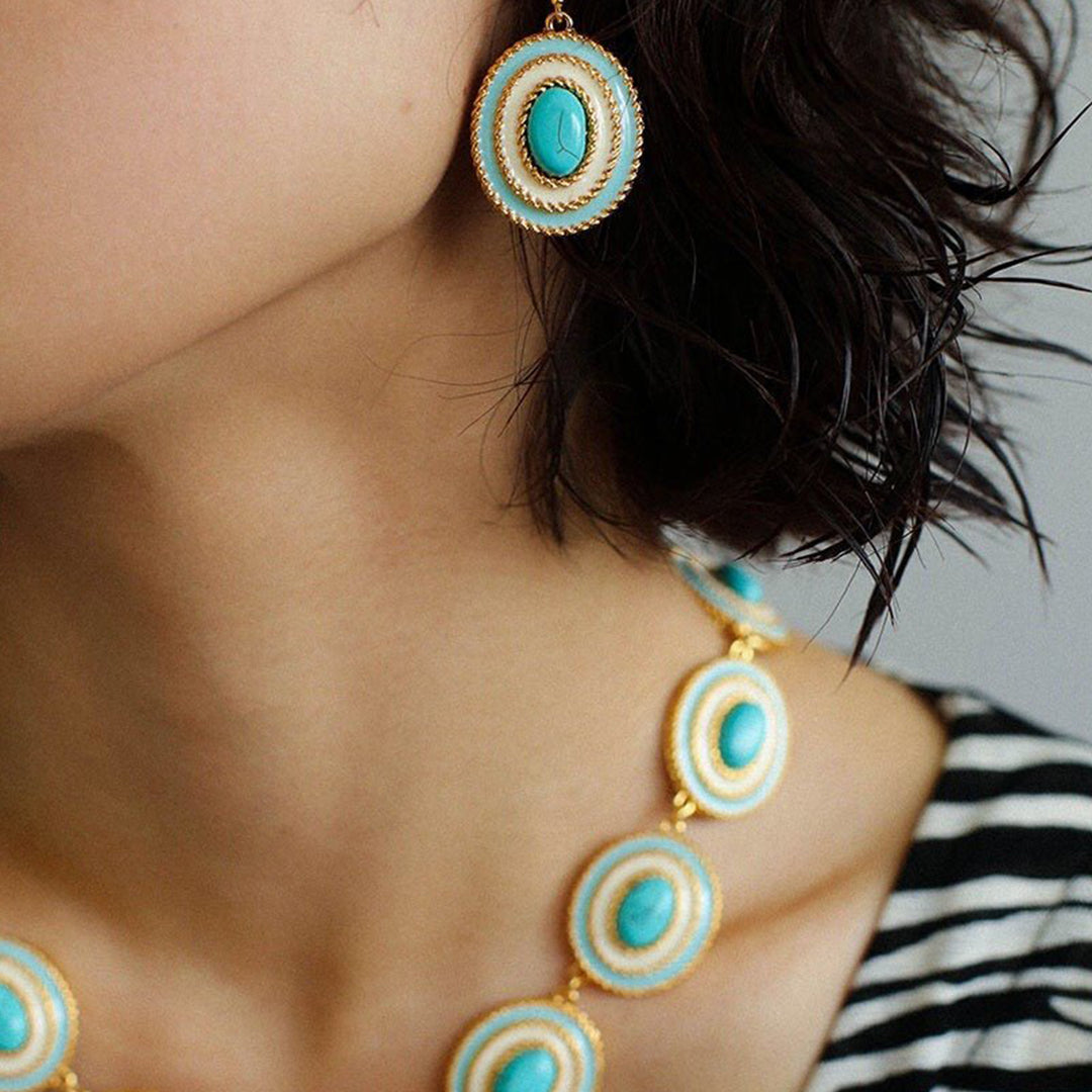 Twist Turquoise Cabochon Earring