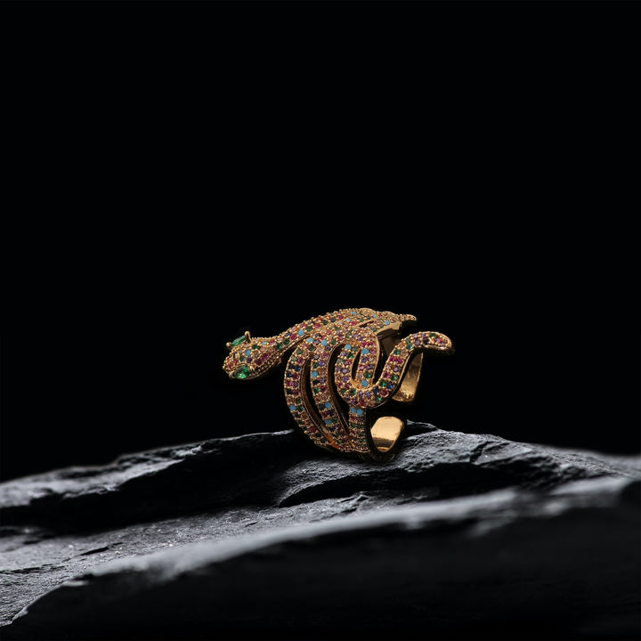 Multicolor Pave Serpent Ring