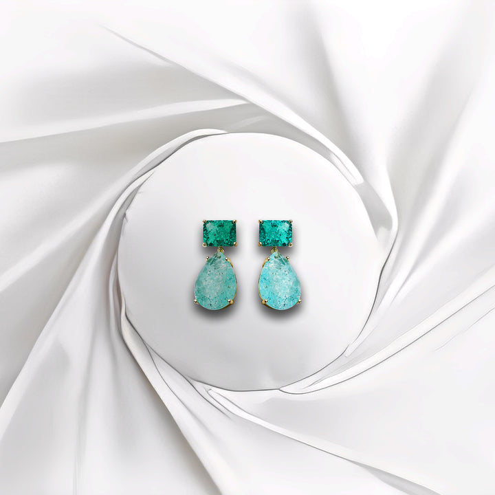 Aqua Teardrop Dangle Earrings