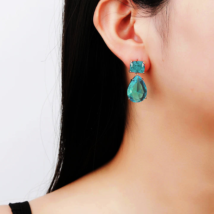 Aqua Teardrop Dangle Earrings