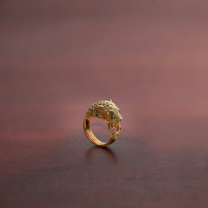 Stimulate Emerald Pave Cocktail Gold-plate Ring