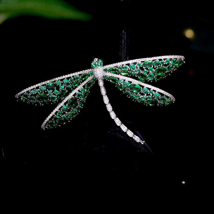 Green Zircon Dragonfly Brooch