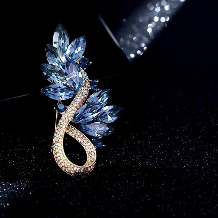 Blue Star Flower Crystal Brooch