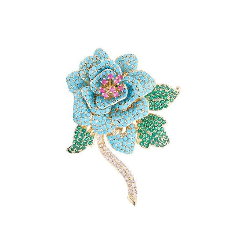 Blue Camellia Brooch
