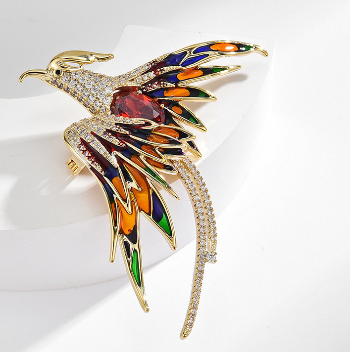 Enamel Colorful Phoenix Brooch