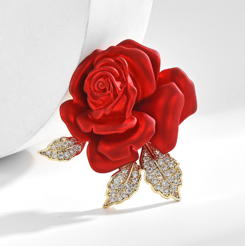 Red Rose Brooch