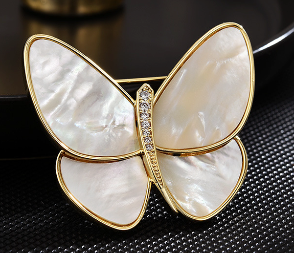 Butterfly with Mother-of-Pearl Inlay Brooch