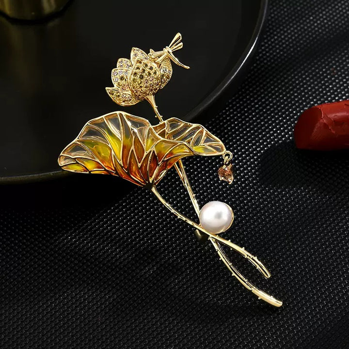Lotus Leaf Pearl Brooch | Voyage Jewlery