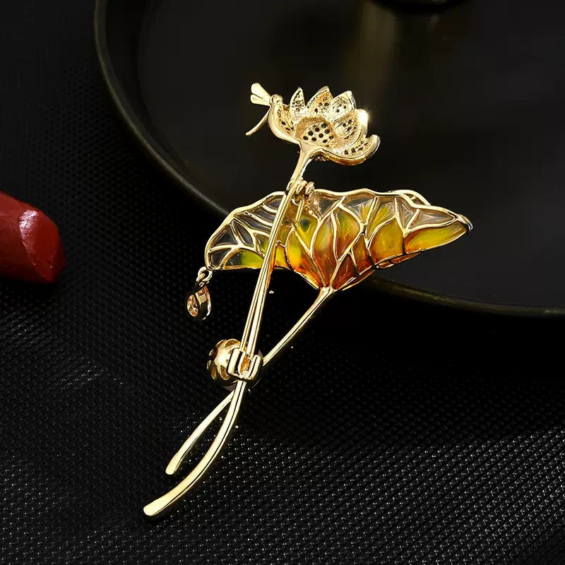 Lotus Leaf Pearl Brooch | Voyage Jewlery