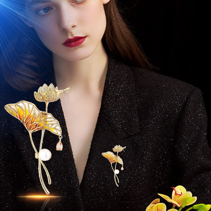 Lotus Leaf Pearl Brooch | Voyage Jewlery