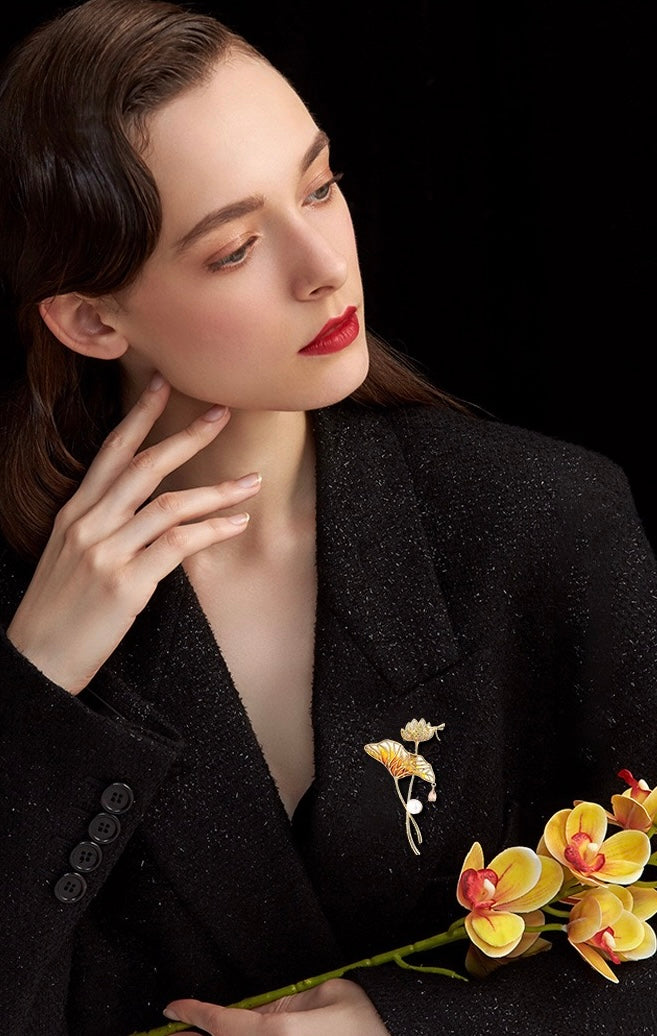 Lotus Leaf Pearl Brooch | Voyage Jewlery