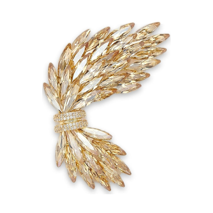 Diamond-Encrusted Angel Wing Brooch