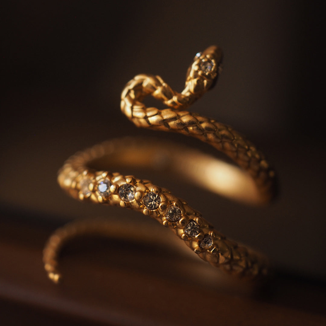 Vintage gold snake wrap ring