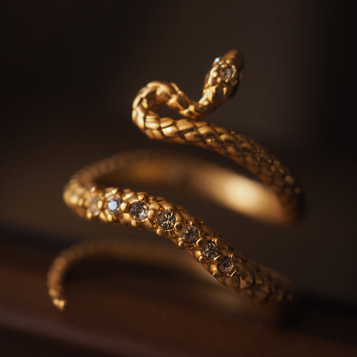 Vintage gold snake wrap ring