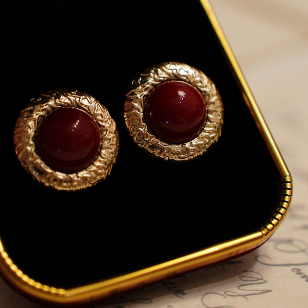 Crimson Carnelian Circular Earrings