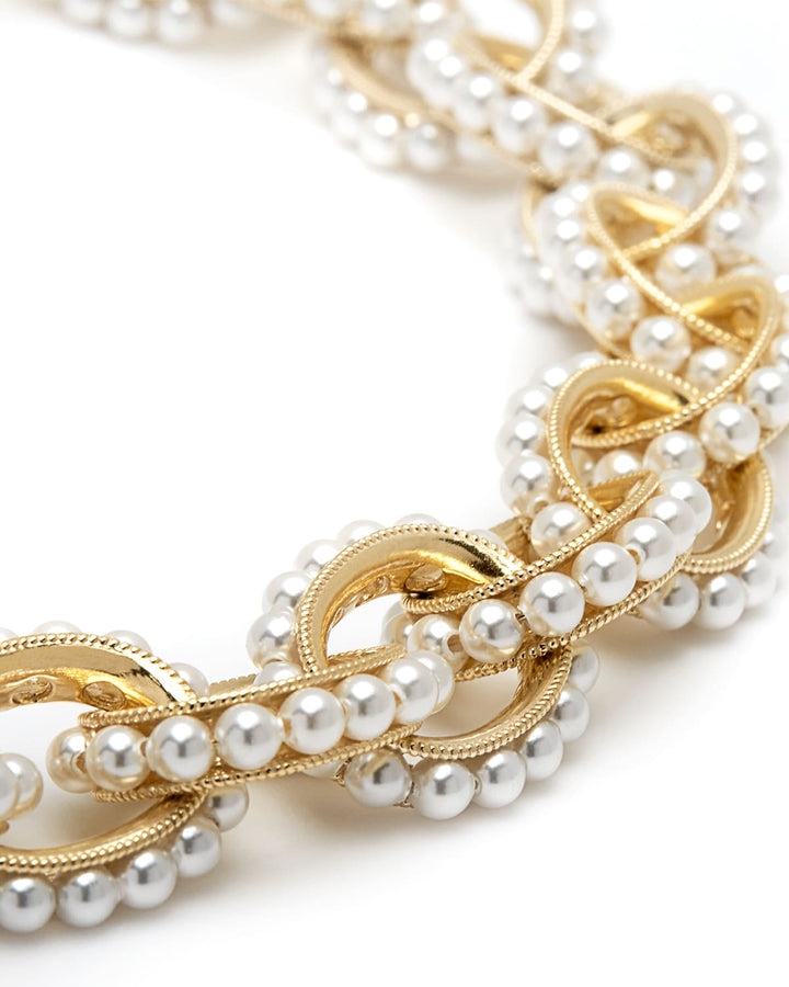 Gold-Plated Copper Chain with Pearls Necklace